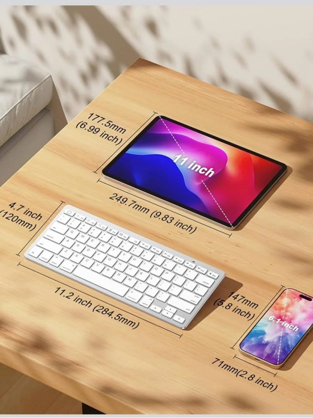 Slim Wireless Aluminum Keyboard in Silver and White